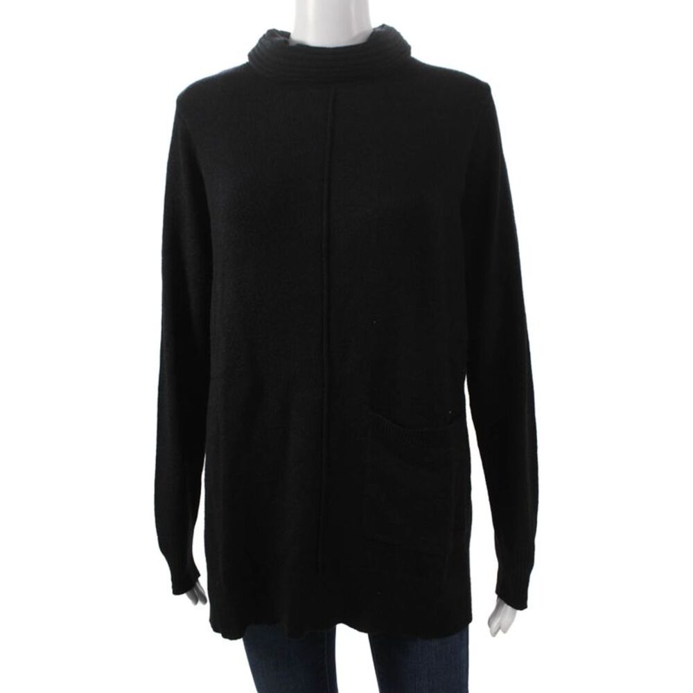 Renuar Womens Cowl Neck Tunic Sweater Black Long Sleeve Size M